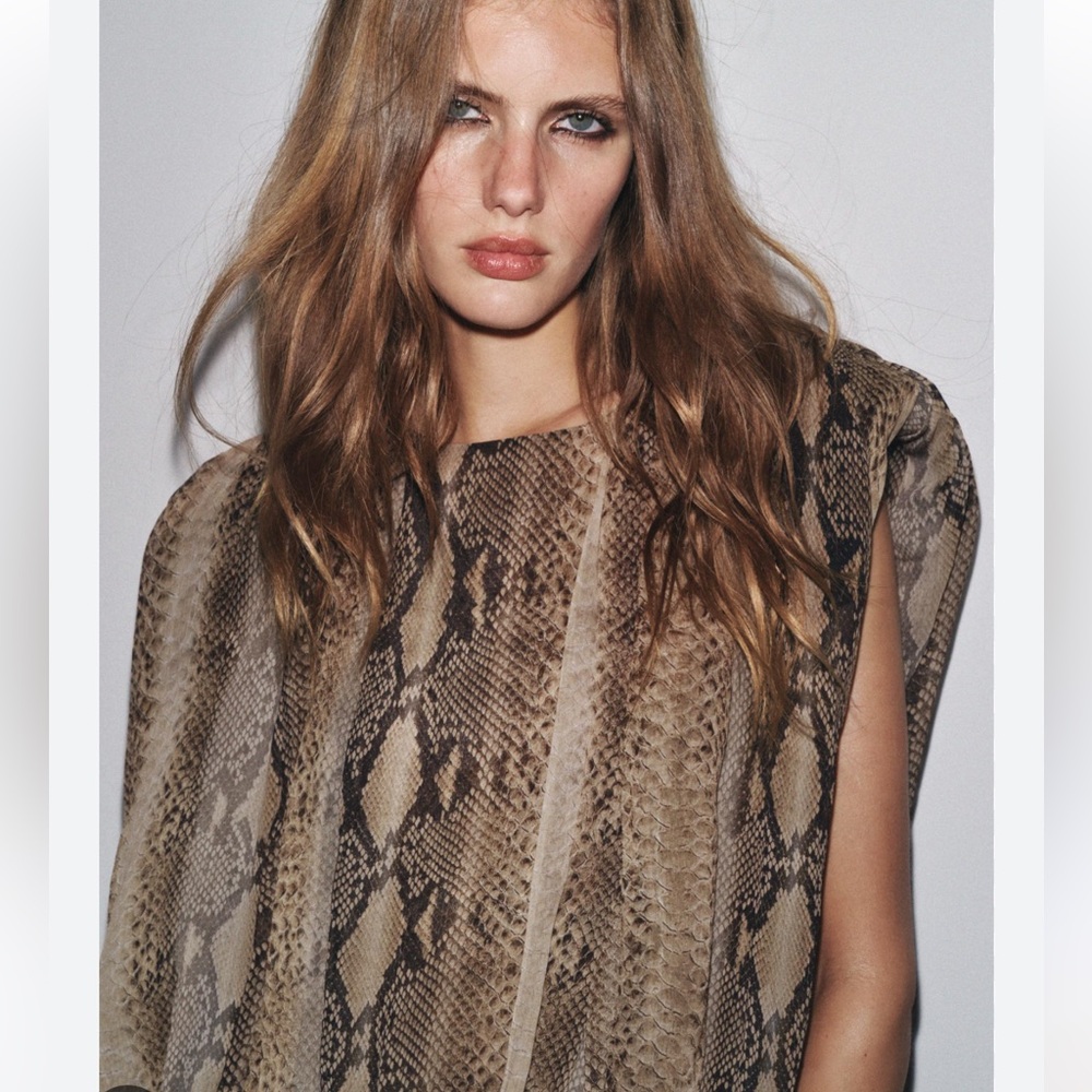 Zara Multicolor Snake Print Blouse - Picture 3 of 3
